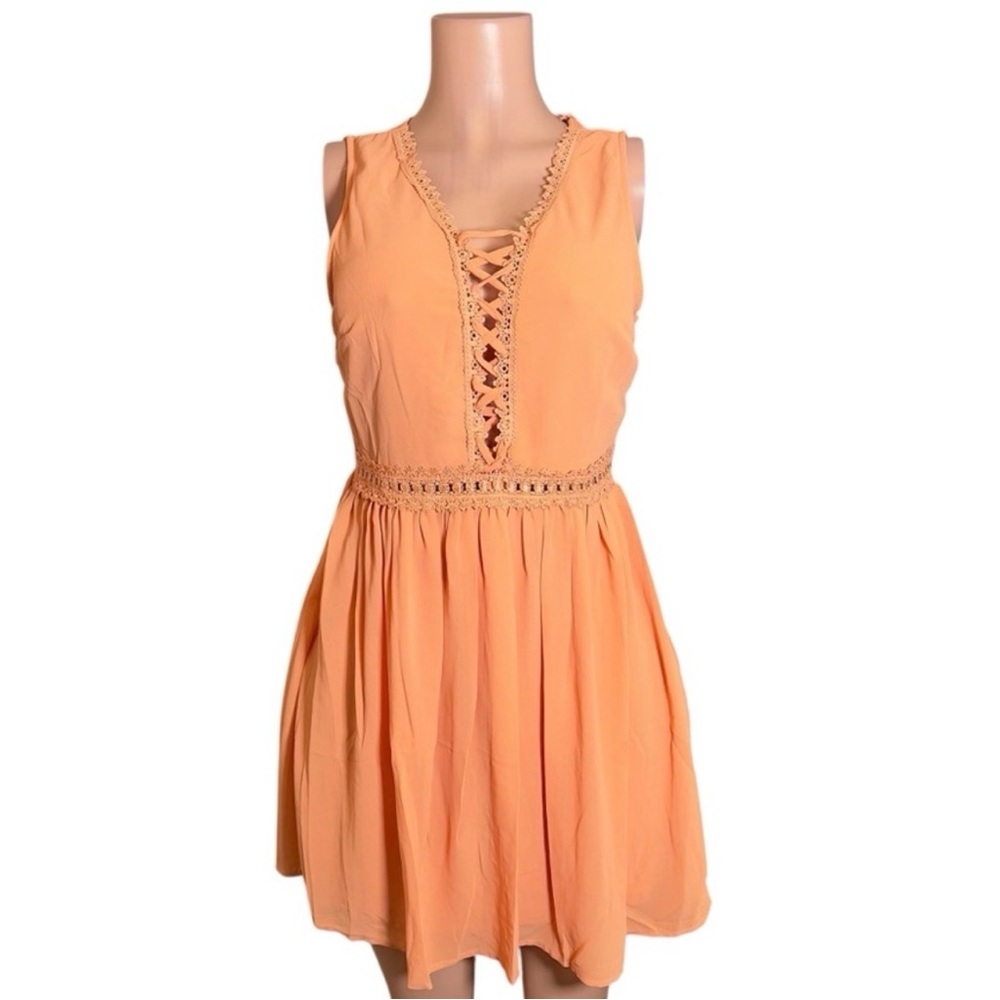Entro Coral Lace-Up Dress